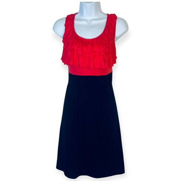 VOLUME ONE DRESSES Short Ruffled Bodice Chest Red Black L Reg Sleeveless Cotton - Picture 1 of 4